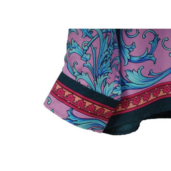 Versace Mens Floral Silk Button Down Shir 41 / 16 Purple Pink Blue Green Paisley - Picture 5 of 12